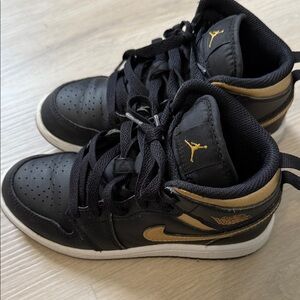 Kids Black and Gold Sneakers